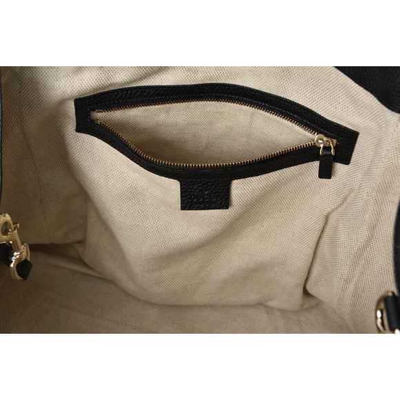 Gucci Soho Interlocking GG Tote Shoulder Bag Black Leather - Picture 9 of 12